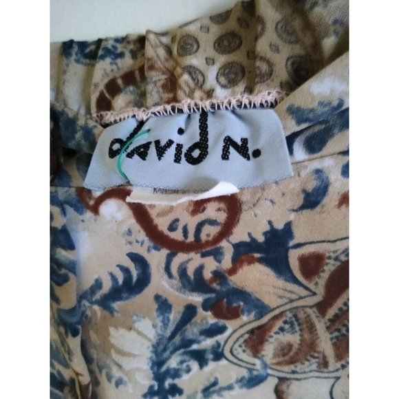 David N A-line 100% Rayon Size small skirt in beige brown and blue - Picture 3 of 5